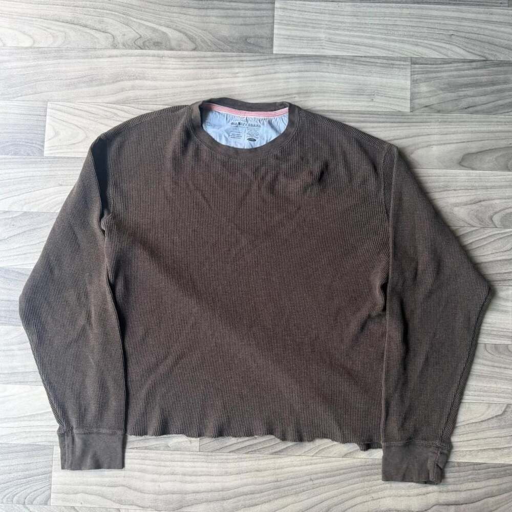 Old Navy Y2K Brown Cropped Thermal Longsleeve